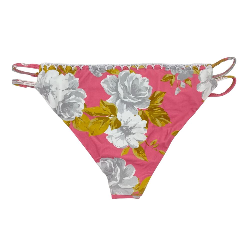 Tularosa Mateo Floral Swim Bikini Bottom Side Cutout Pink Size M - Picture 7 of 9